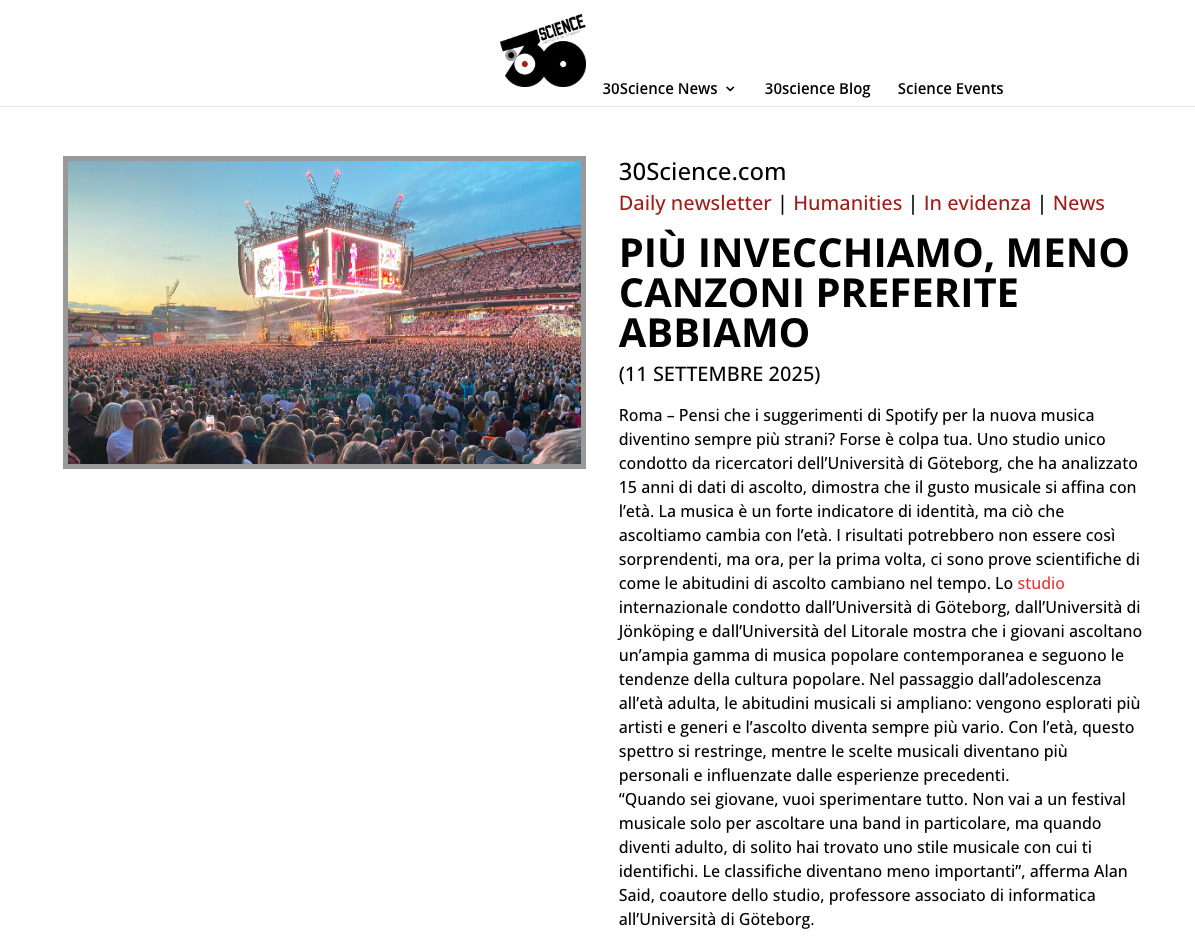 Preview for Più invecchiamo, meno canzoni preferite abbiamo