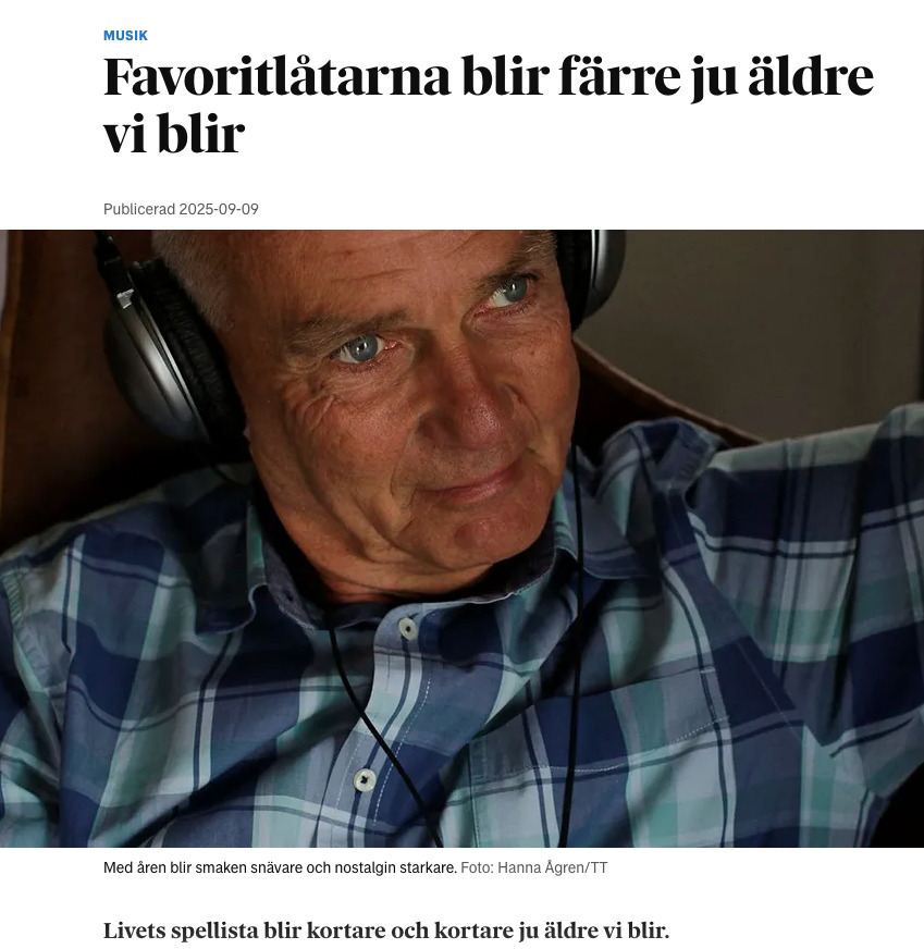 Preview for Favoritlåtarna blir färre ju äldre vi blir