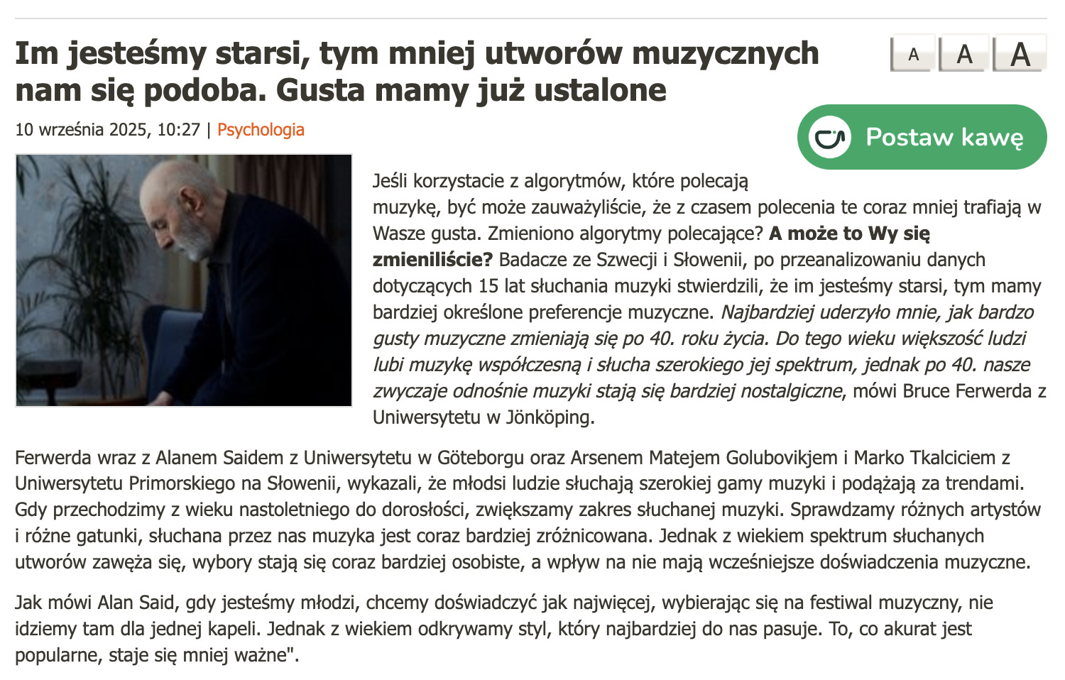 Preview for Im jesteśmy starsi, tym mniej utworów muzycznych nam się podoba. Gusta mamy już ustalone