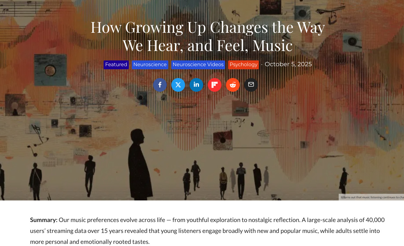 Preview for How Growing Up Changes the Way We Hear, and Feel, Music