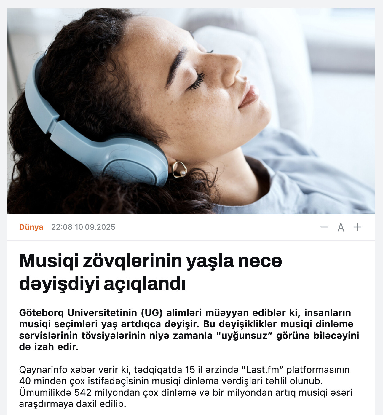 Preview for Musiqi zövqlərinin yaşla necə dəyişdiyi açıqlandı