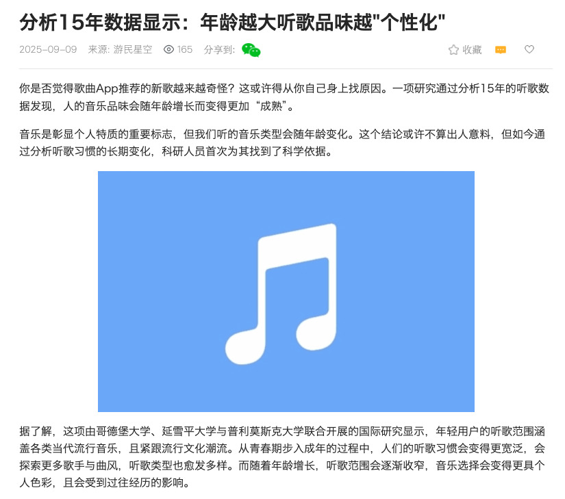 Preview for 分析15年数据显示：年龄越大听歌品味越个性化